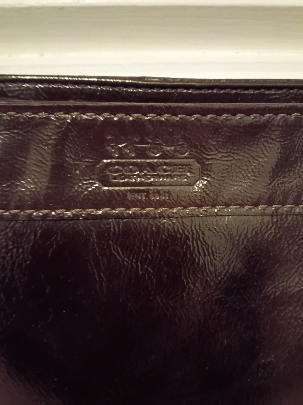 Coach Shiny Dark Brown Leather Shoulder Bag Zoe Bag - Picture 4 of 8